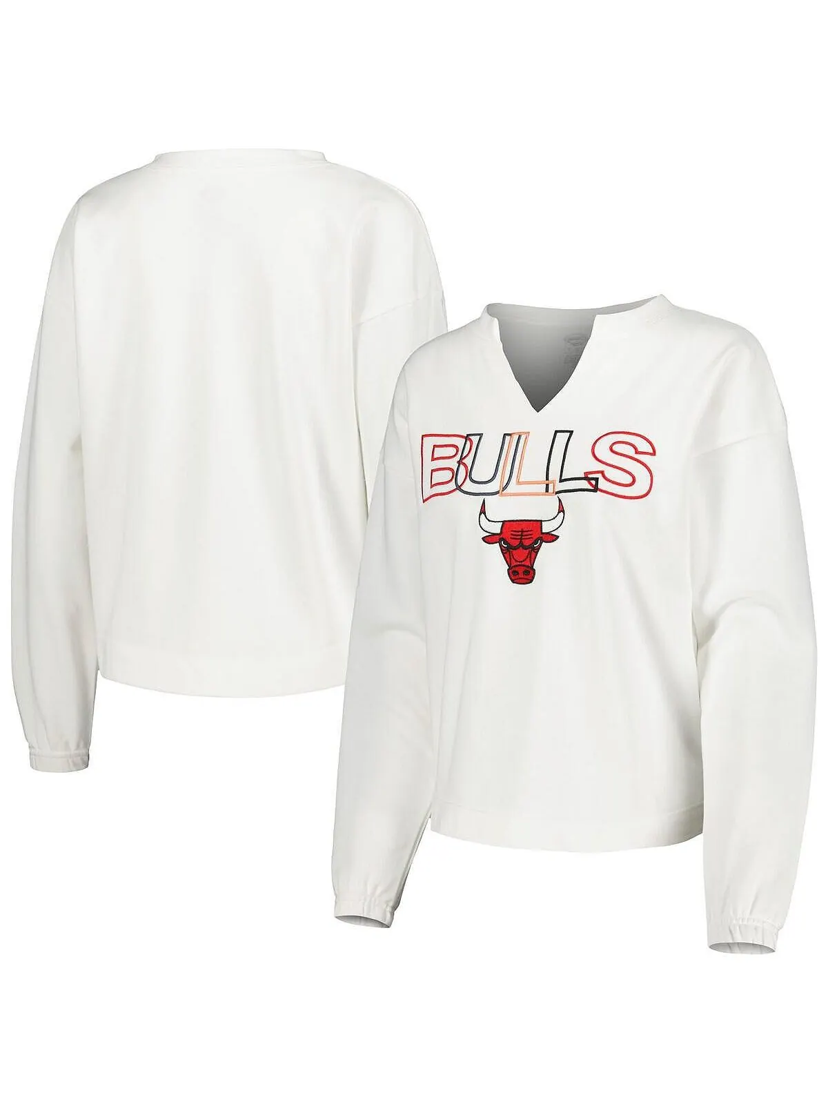 Женская белая футболка с длинным рукавом Chicago Bulls Sunray Notch Neck Concepts Sport — изображение 1 из 1, белый