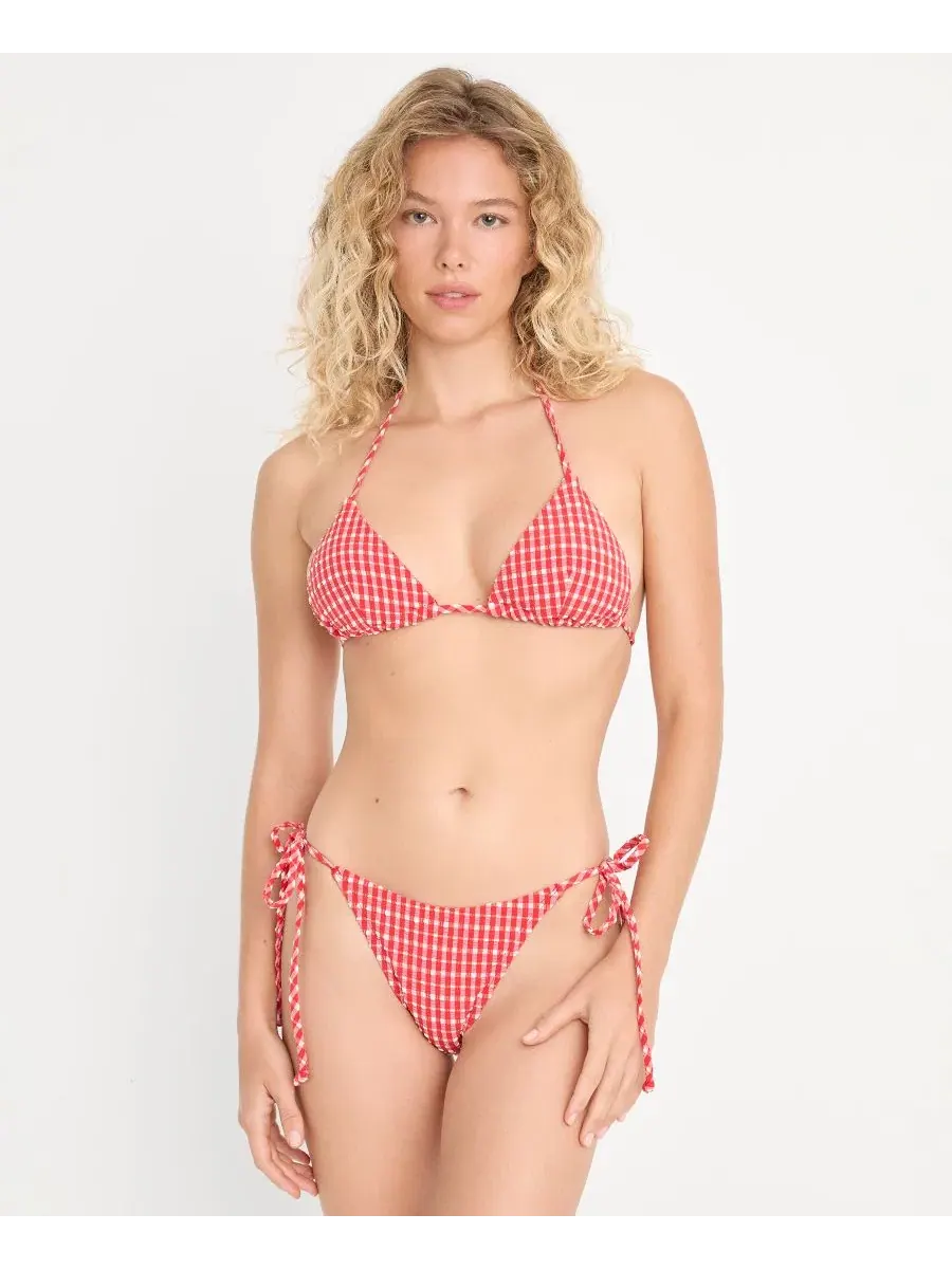 Женский бикини-топ с завязками, модель Gingham String Good American, Pop Gingham Large — изображение 1 из 5
