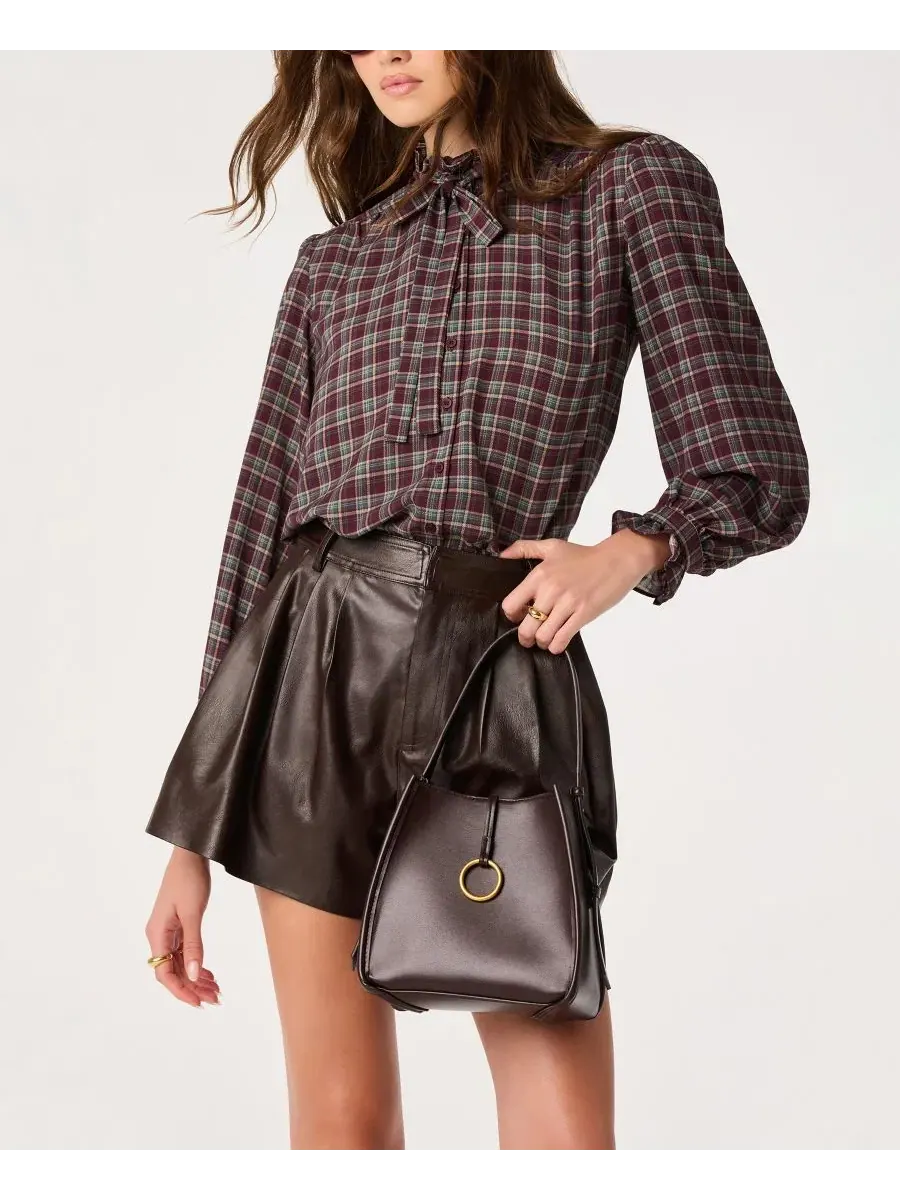 Топ с воротником-стойкой Alyssa ASTR the Label, Eggplant Plaid
