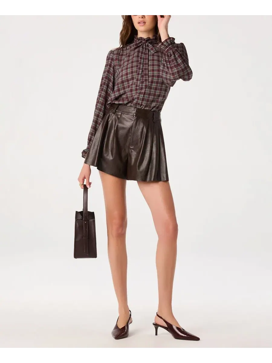 Топ с воротником-стойкой Alyssa ASTR the Label, Eggplant Plaid — изображение 2 из 4