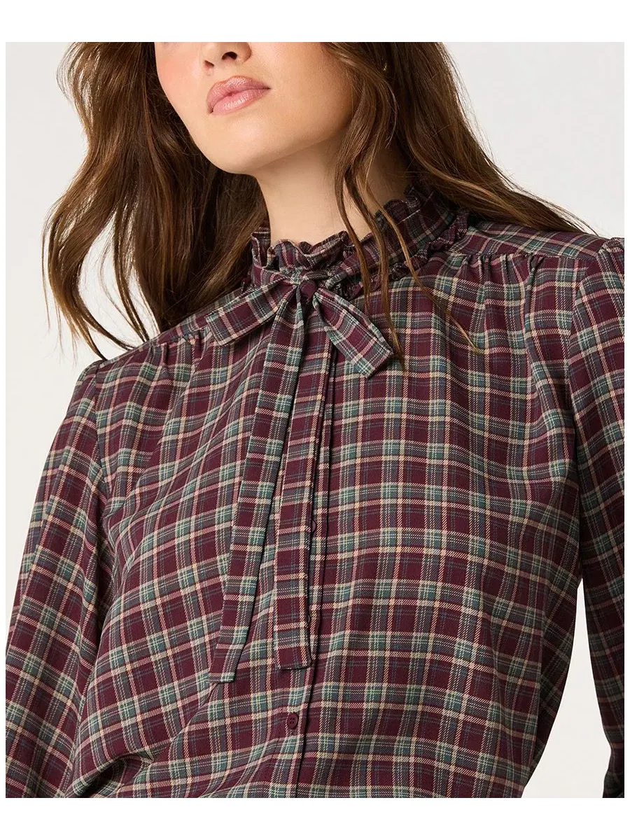 Топ с воротником-стойкой Alyssa ASTR the Label, Eggplant Plaid — изображение 3 из 4
