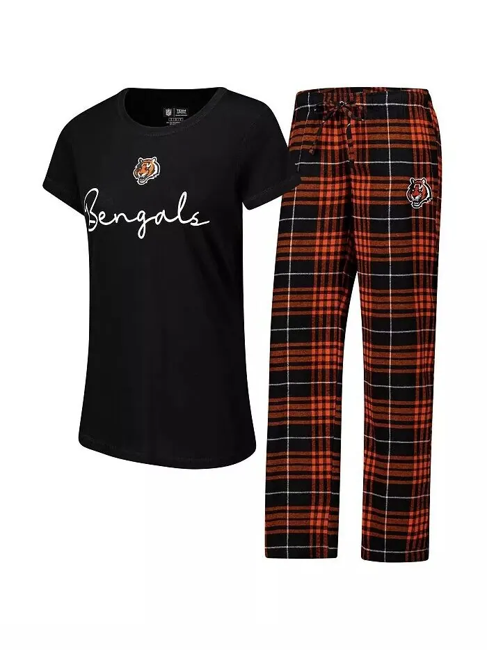 Женская футболка Cincinnati Bengals Vector, фланелевые штаны, комплект для сна Concepts Sport — изображение 1 из 5