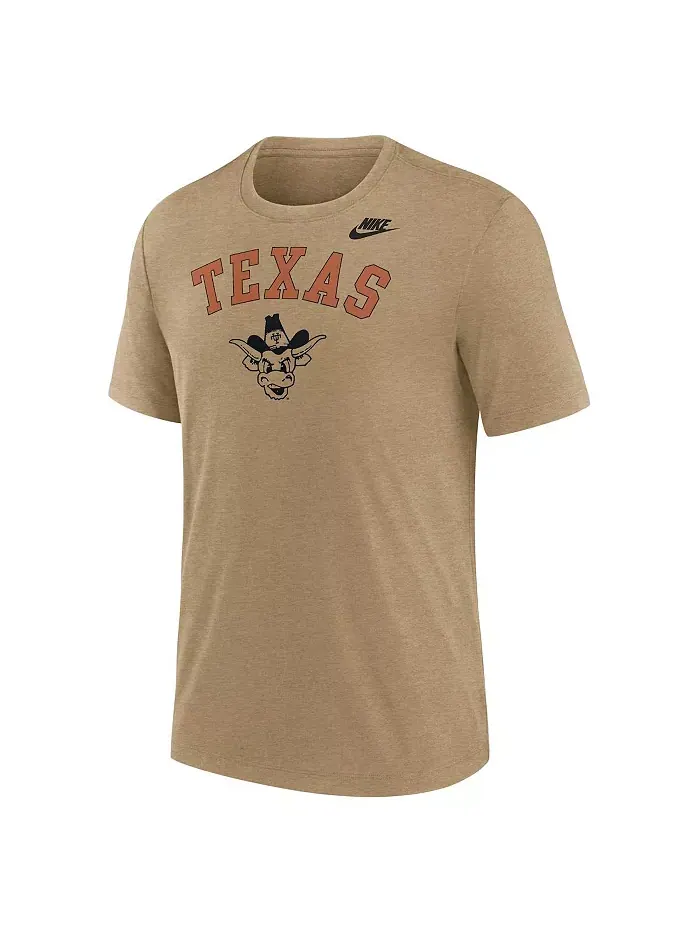 Мужская футболка Heather Light Brown Texas Longhorns Legacy Arch Tri-Blend Nike — изображение 2 из 3