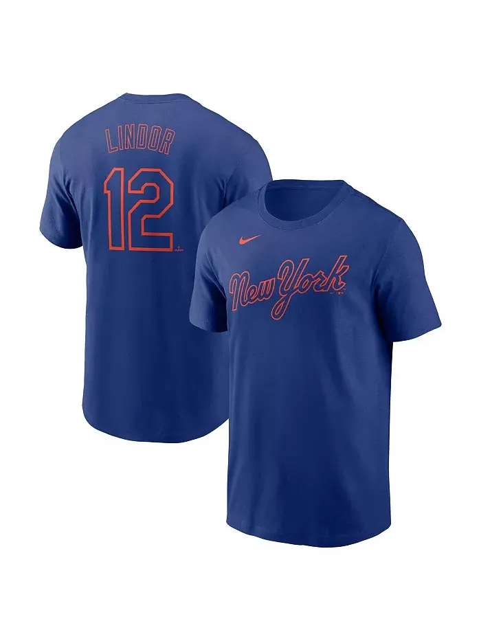 Мужская футболка Francisco Lindor Royal New York Mets с именем и номером Fuse Nike — изображение 1 из 3