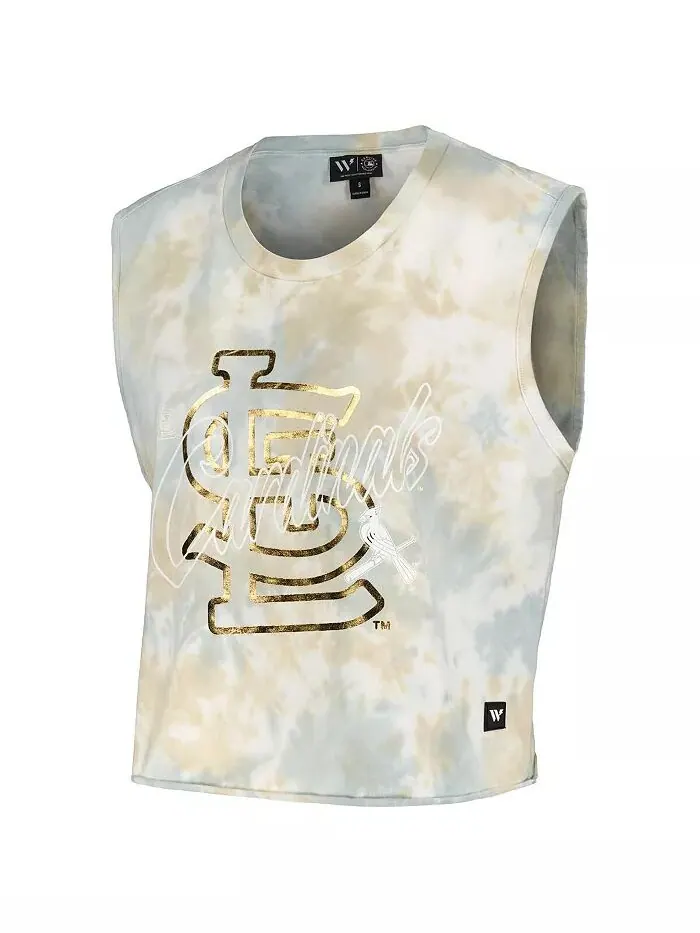 Женская белая майка-топ St. Louis Cardinals Washed Muscle The Wild Collective — изображение 2 из 4
