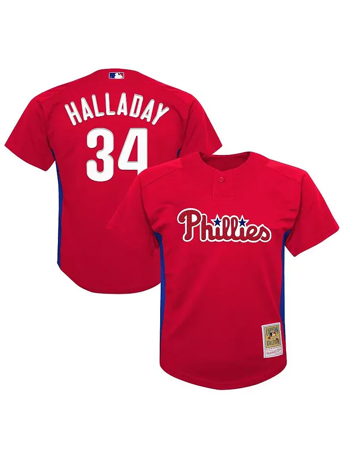 Детская бейсбольная майка для тренировок Philadelphia Phillies из коллекции Cooperstown, сетчатая