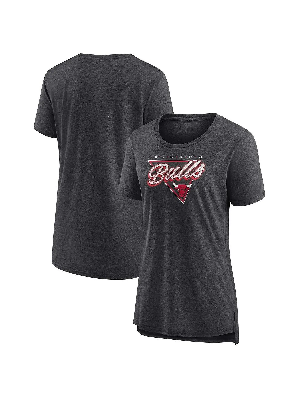 Женская футболка с рисунком из меланжевого угля Chicago Bulls True Classics Tri-Blend Fanatics