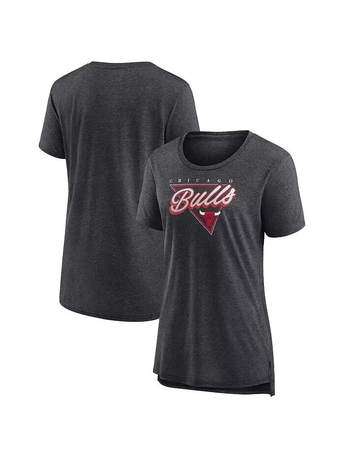 Женская темно-серая футболка Chicago Bulls True Classics Tri-Blend Fanatics — изображение 1 из 3