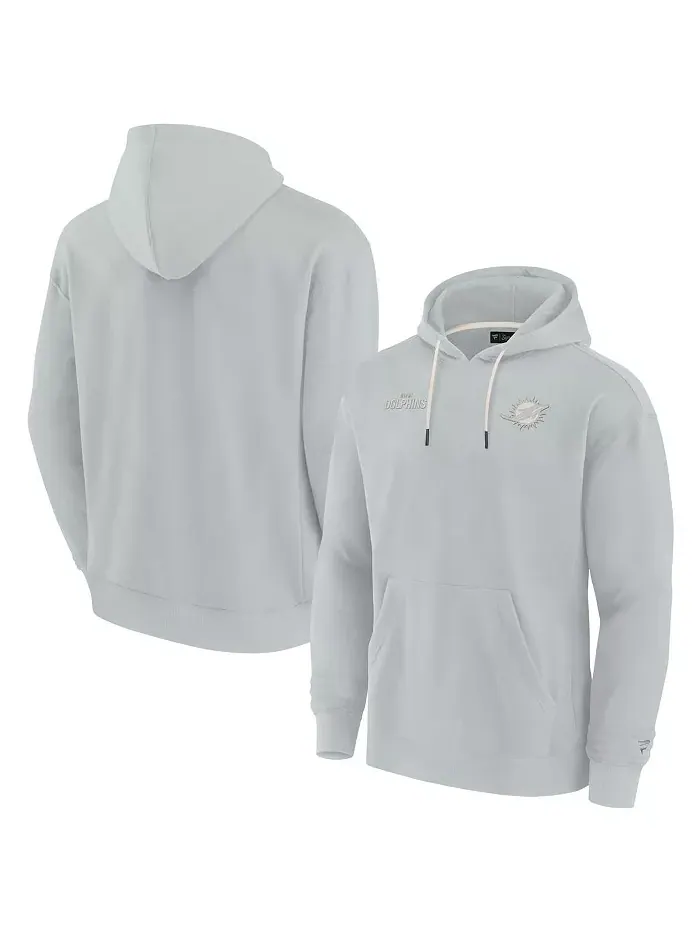 Мужская и женская серая супермягкая флисовая толстовка с капюшоном Miami Dolphins Fanatics Signature — изображение 1 из 3
