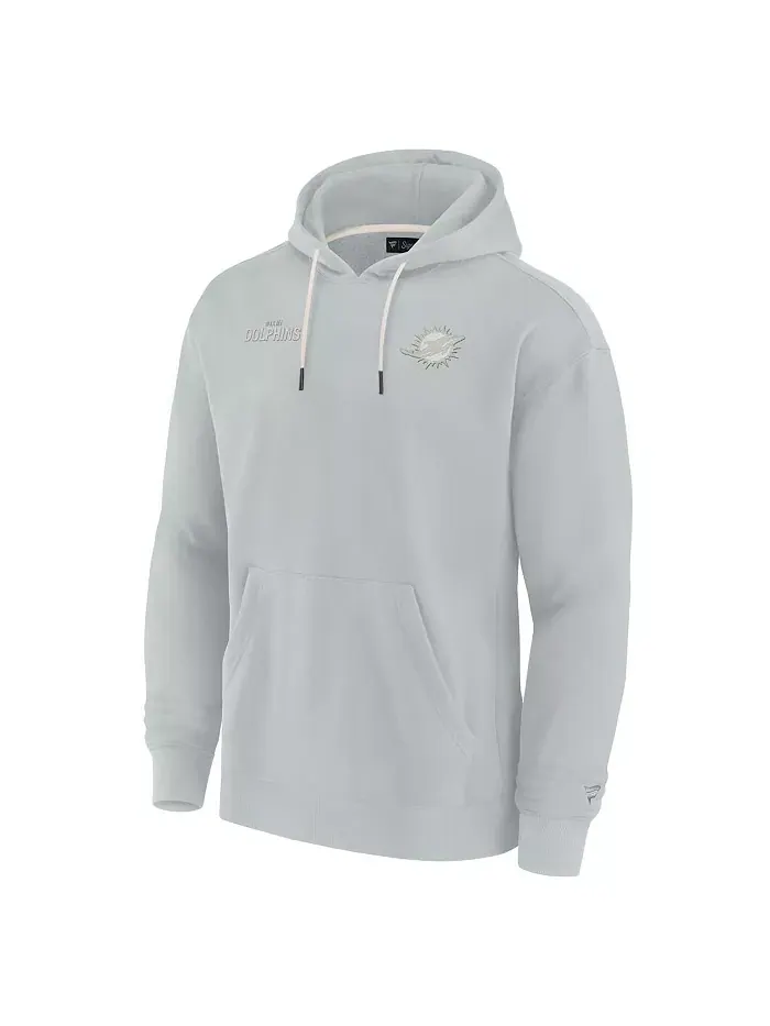 Мужская и женская серая супермягкая флисовая толстовка с капюшоном Miami Dolphins Fanatics Signature — изображение 3 из 3