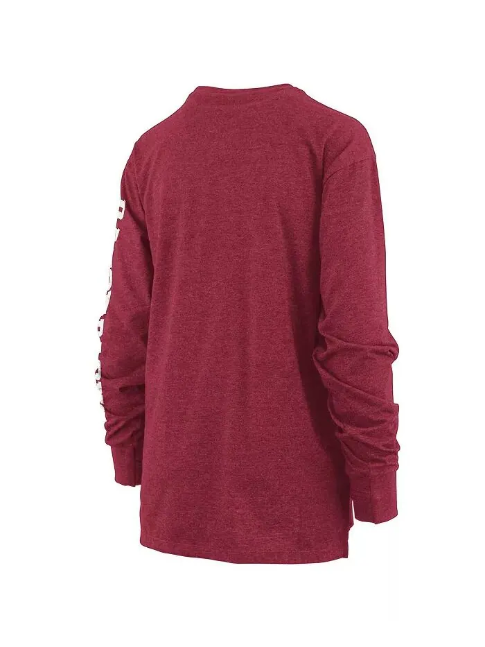 Женская футболка с длинным рукавом Heathered Cardinal Arkansas Razorbacks Two-Hit Canyon Pressbox — изображение 2 из 4