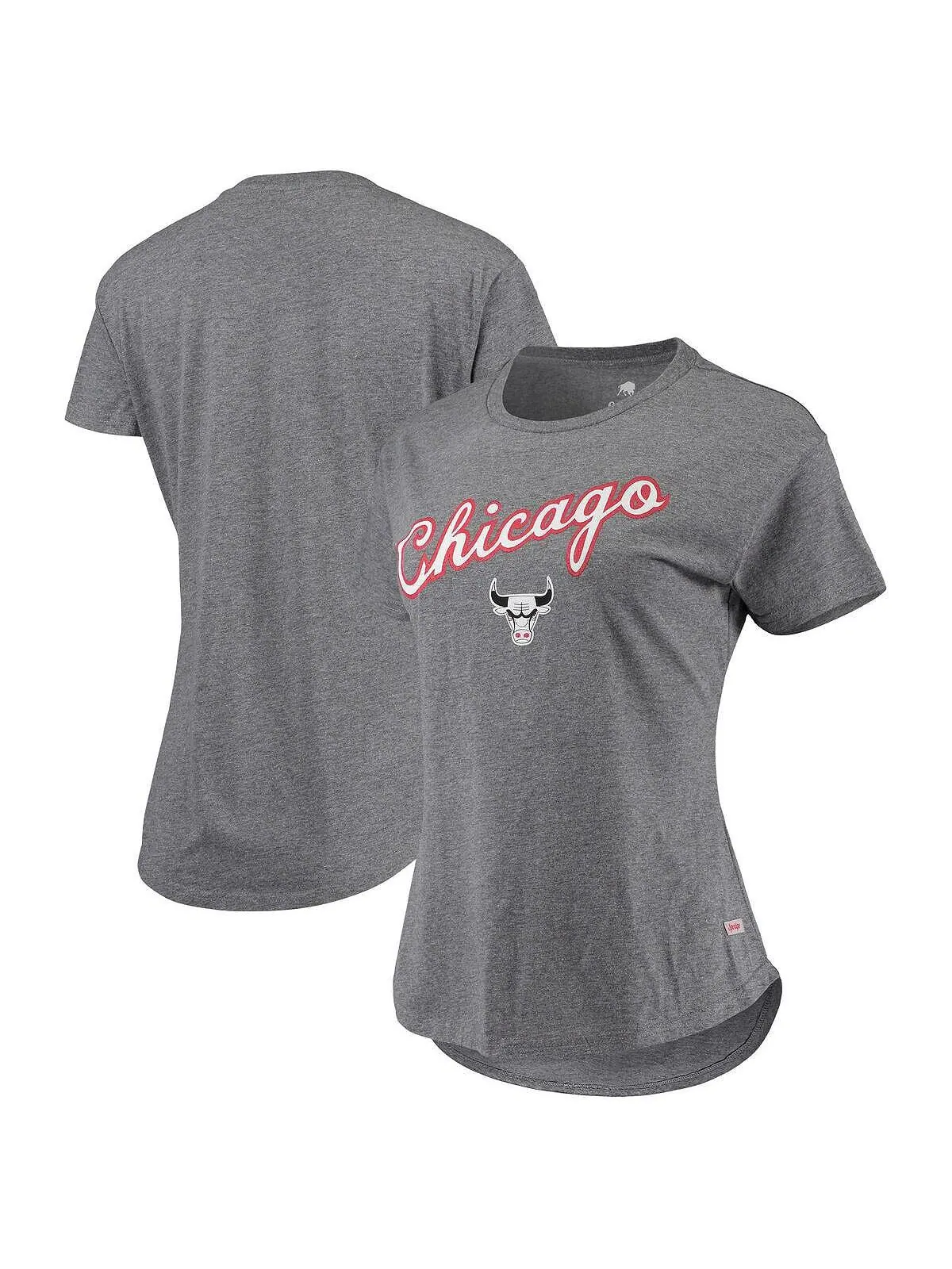 Женская серая футболка Chicago Bulls City Edition Phoebe Tri-Blend с меланжевым рисунком Sportiqe — изображение 1 из 3, серый