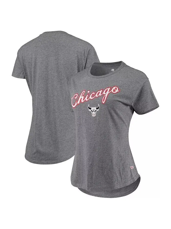 Женская серая футболка Chicago Bulls City Edition Phoebe Tri-Blend с меланжевым рисунком Sportiqe — изображение 1 из 3