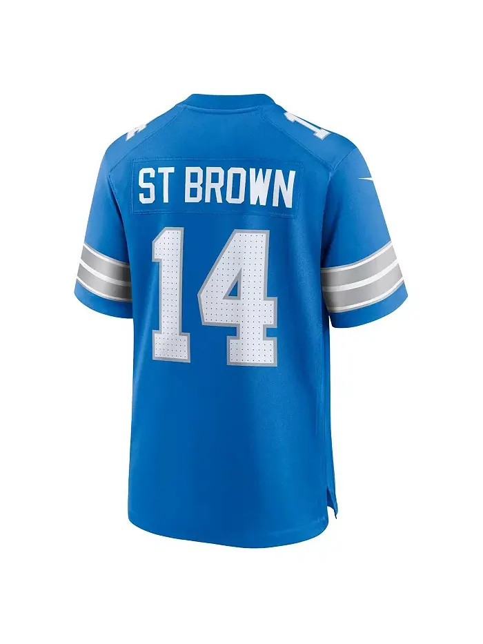 Мужская игровая футболка Detroit Lions синего цвета Amon-Ra St. Brown Nike — изображение 2 из 5