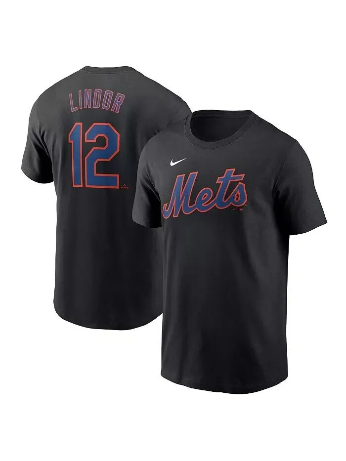 Футболка мужская Francisco Lindor Black New York Mets Fuse с именем и номером Nike — изображение 1 из 3