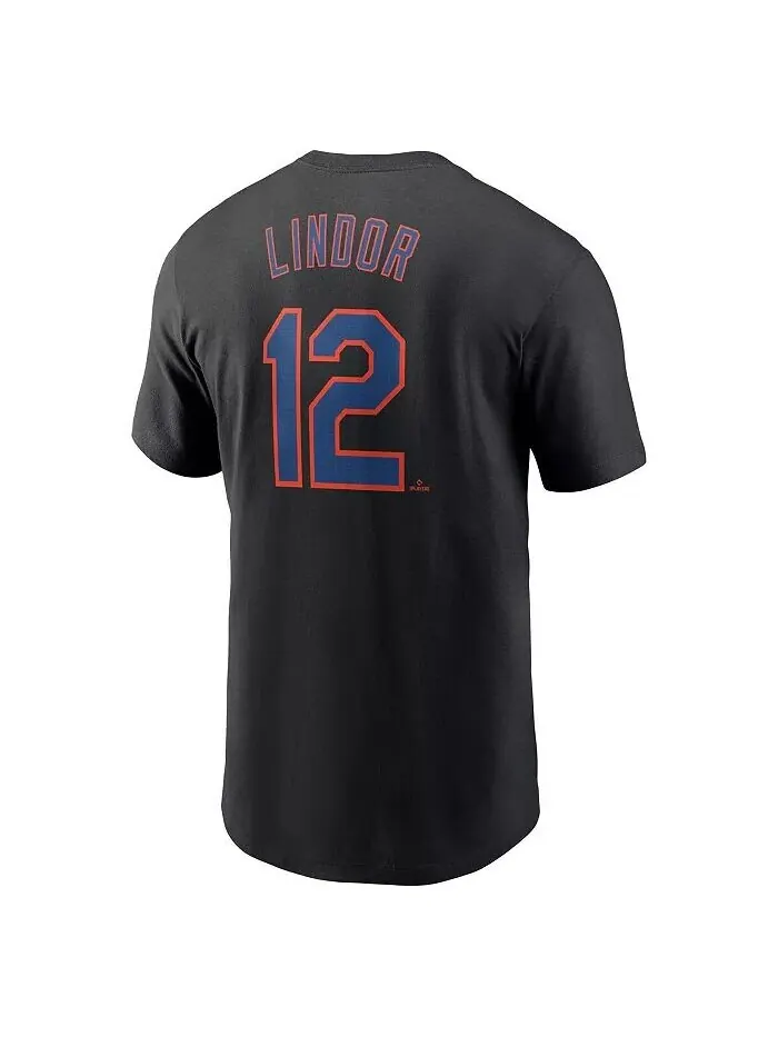 Футболка мужская Francisco Lindor Black New York Mets Fuse с именем и номером Nike — изображение 2 из 3