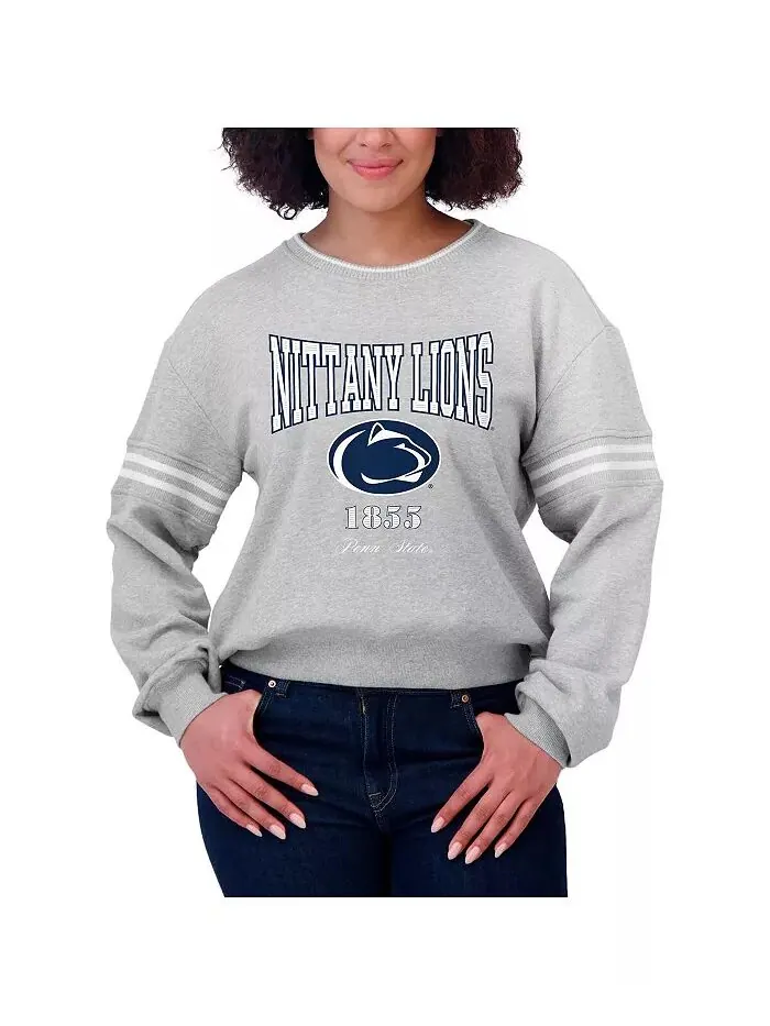 Женский свитер-пуловер в полоску цвета серый меланж Penn State Nittany Lions WEAR by Erin Andrews — изображение 2 из 4