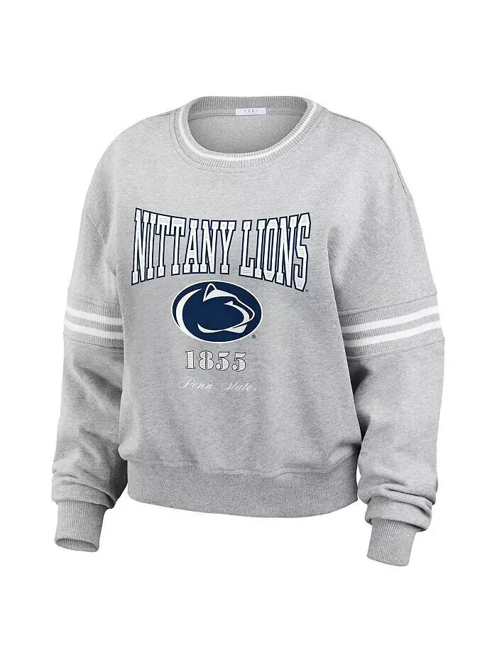 Женский свитер-пуловер в полоску цвета серый меланж Penn State Nittany Lions WEAR by Erin Andrews — изображение 3 из 4