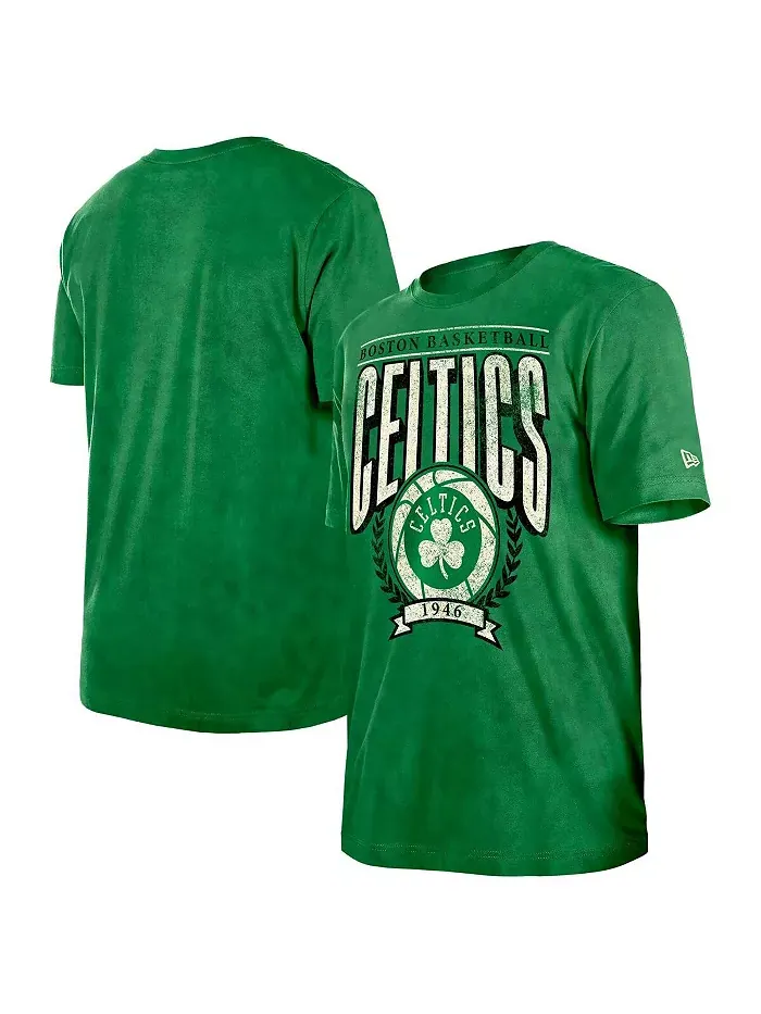 Мужская футболка Kelly Green Boston Celtics Throwback Vintage Boxy Mineral Wash New Era — изображение 1 из 3