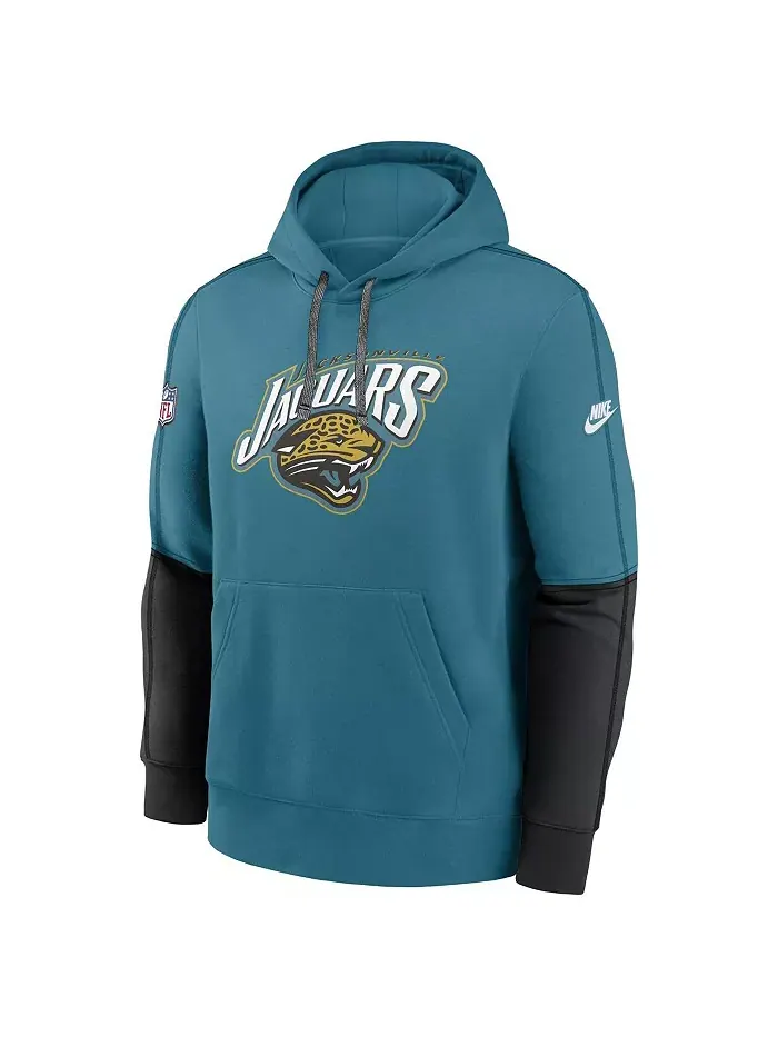 Мужская бирюзовая толстовка с капюшоном Jacksonville Jaguars в ретро-стиле с альтернативным — изображение 2 из 3