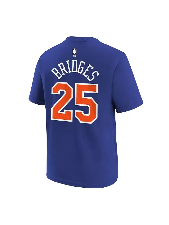 Футболка New York Knicks с именем и номером Mikal Bridges, синяя, для подростков Nike — изображение 2 из 3