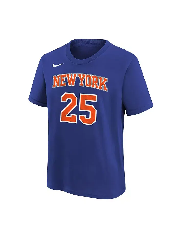 Футболка New York Knicks с именем и номером Mikal Bridges, синяя, для подростков Nike — изображение 3 из 3