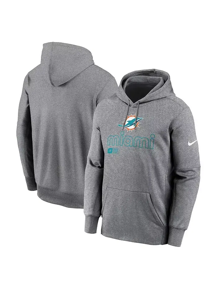 Мужская серая худи с капюшоном Miami Dolphins Big Tall Performance Pullover Nike — изображение 1 из 3