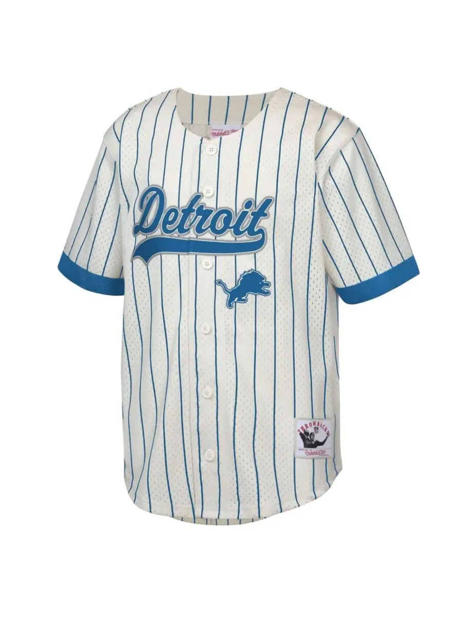 Mitchell & Ness Бейсбольная майка Big Boys and Girls Barry Sanders Cream Detroit Lions с именем и — изображение 3 из 3