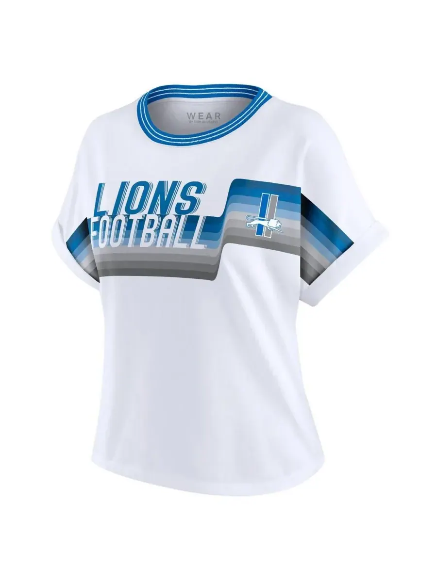 WEAR by Erin Andrews Женская белая укороченная футболка Detroit Lions с центральной полосой и — изображение 3 из 3, белый