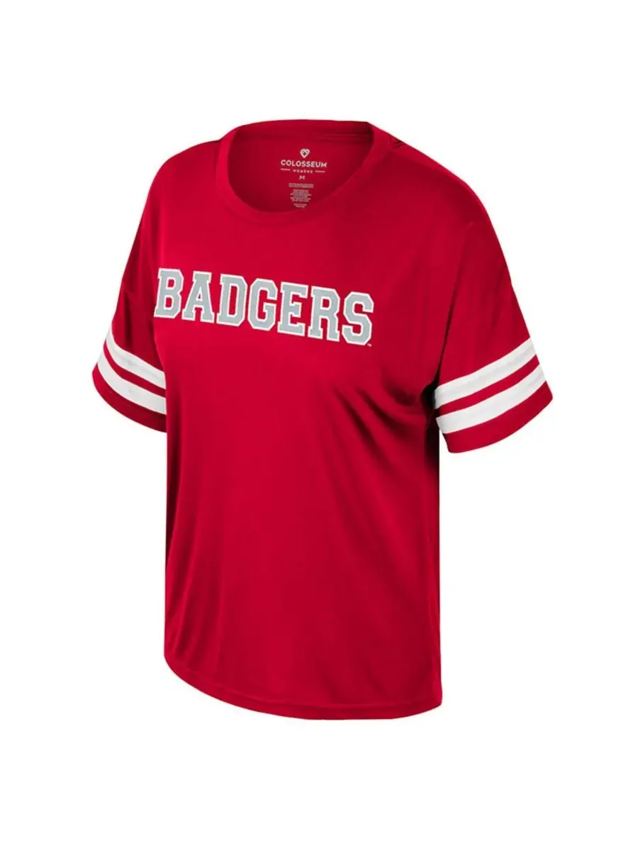 Colosseum Женская красная футболка с пайетками "Wisconsin Badgers Treasure" оверсайз — изображение 2 из 3, красный