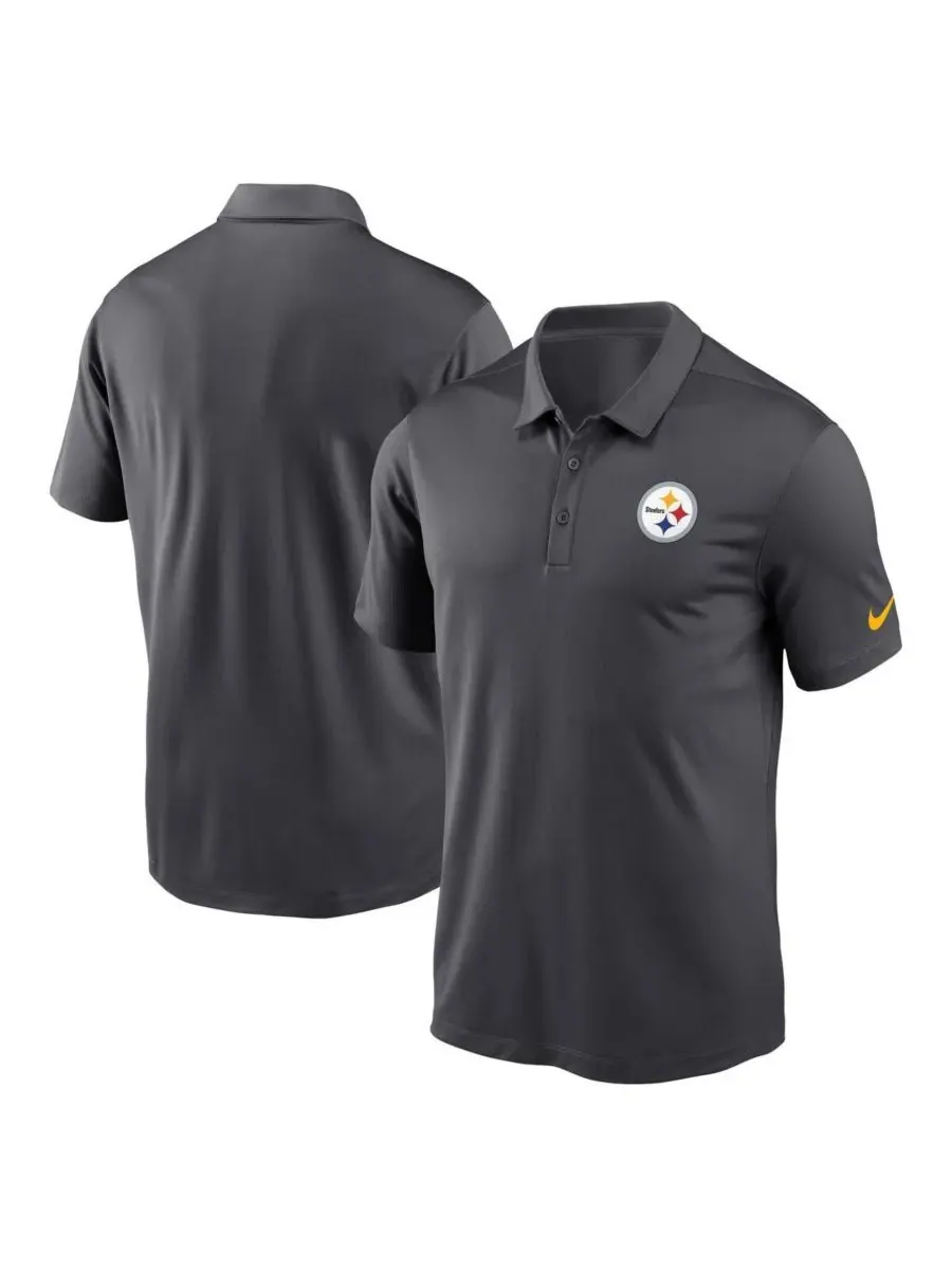 Nike Мужская поло-рубашка цвета антрацит с логотипом команды Pittsburgh Steelers — изображение 1 из 3, серый