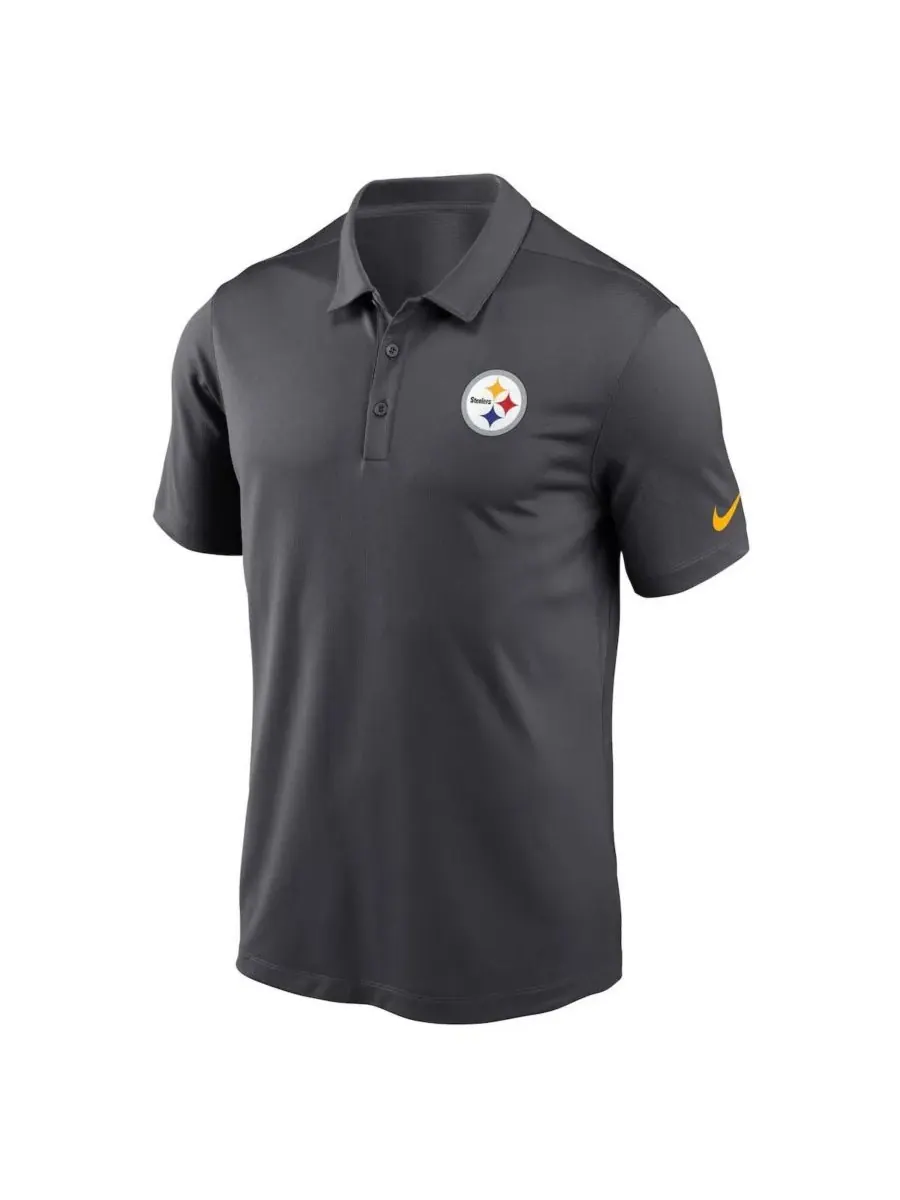 Nike Мужская поло-рубашка цвета антрацит с логотипом команды Pittsburgh Steelers — изображение 2 из 3, серый