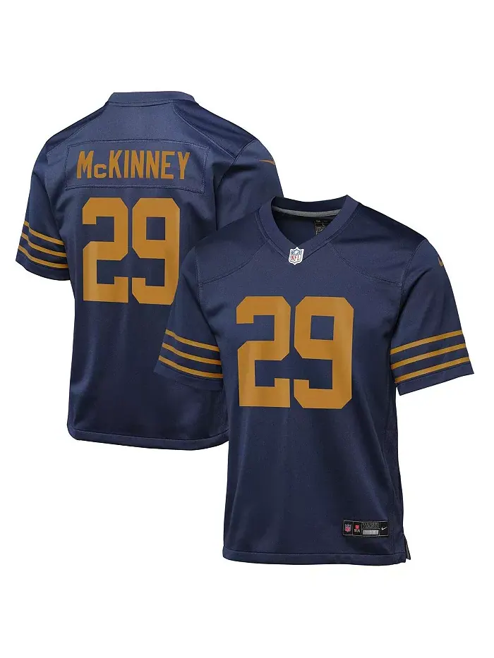 Футболка Big Boys and Girls Xavier McKinney Navy Green Bay Packers 1923 года. Классическая игровая — изображение 1 из 3