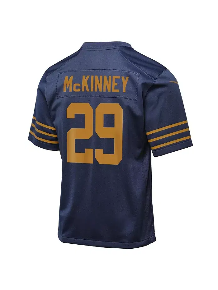 Футболка Big Boys and Girls Xavier McKinney Navy Green Bay Packers 1923 года. Классическая игровая — изображение 2 из 3