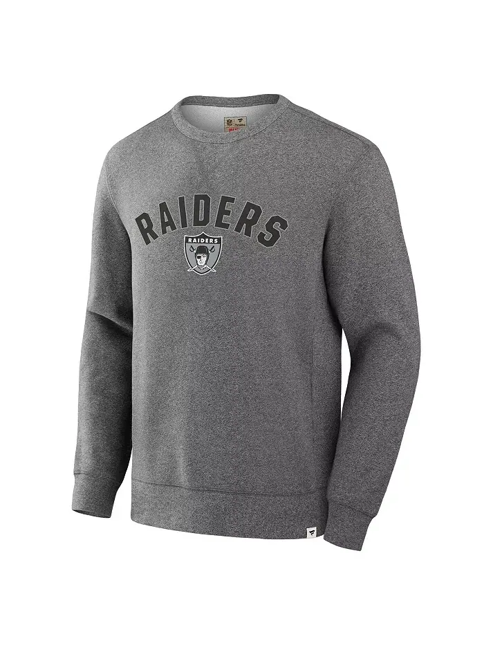 Мужская толстовка с петлевым ворсом Heather Gray Las Vegas Raiders Fanatics — изображение 2 из 3
