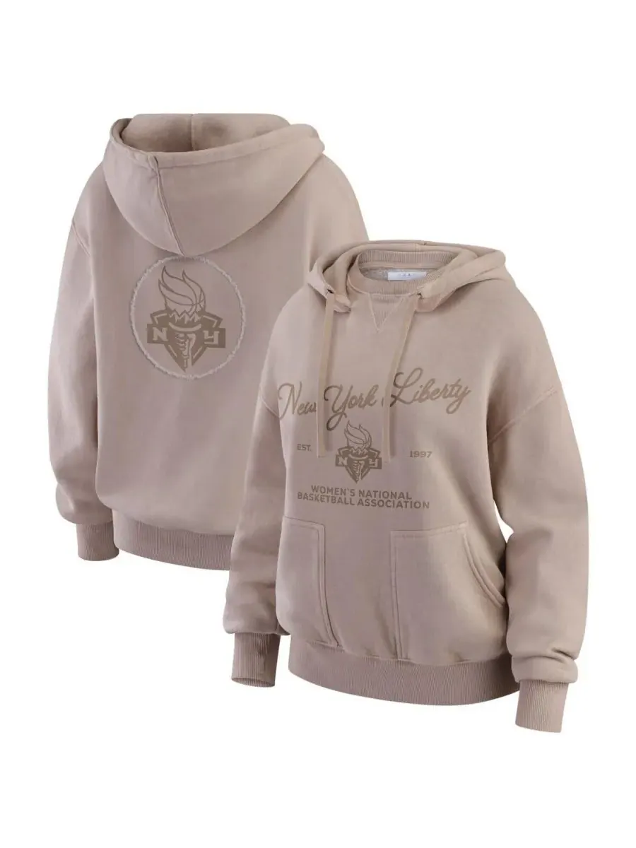 WEAR by Erin Andrews Женская толстовка с капюшоном и круглым вырезом New York Liberty бежевого цвета — изображение 1 из 3