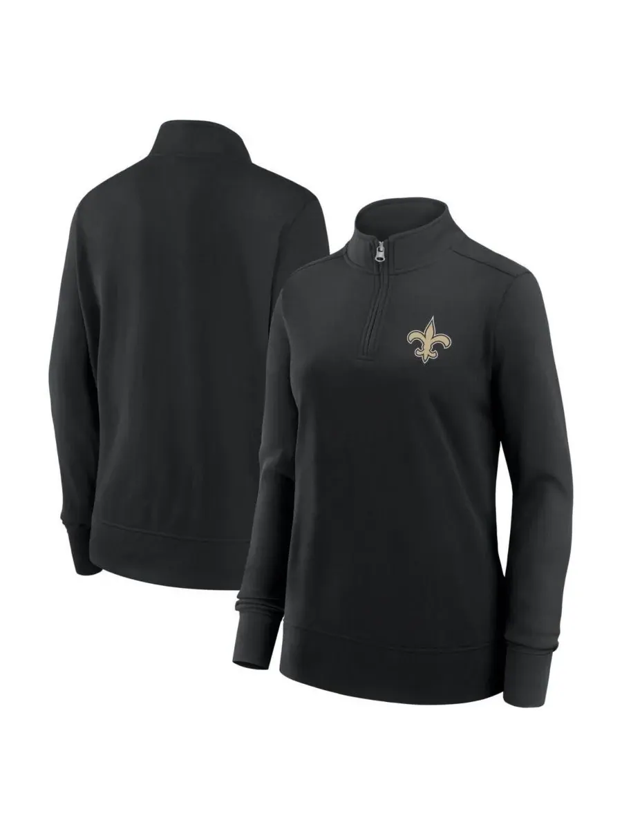 Logo Athletic Женская черная куртка New Orleans Saints Velocity с застежкой-молнией до четверти — изображение 1 из 3, черный