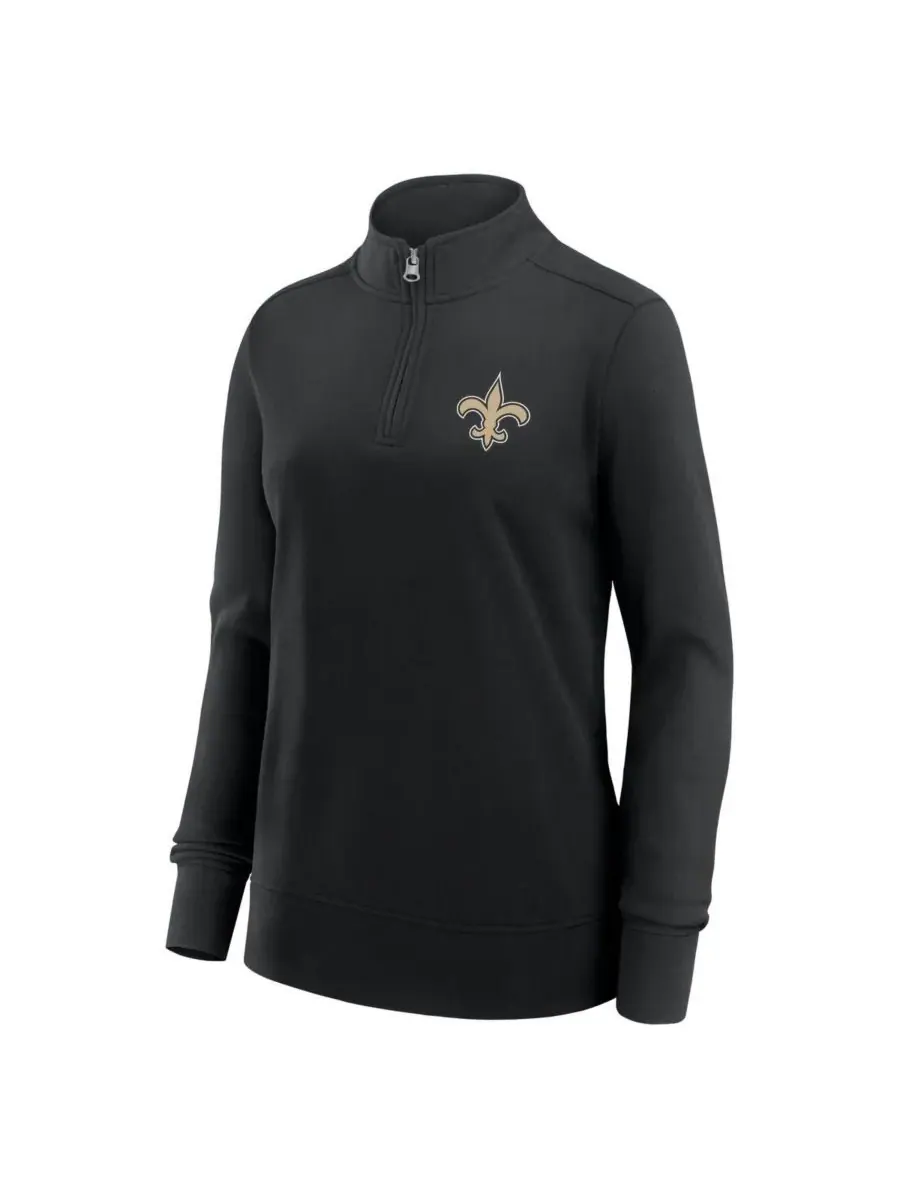 Logo Athletic Женская черная куртка New Orleans Saints Velocity с застежкой-молнией до четверти — изображение 2 из 3, черный