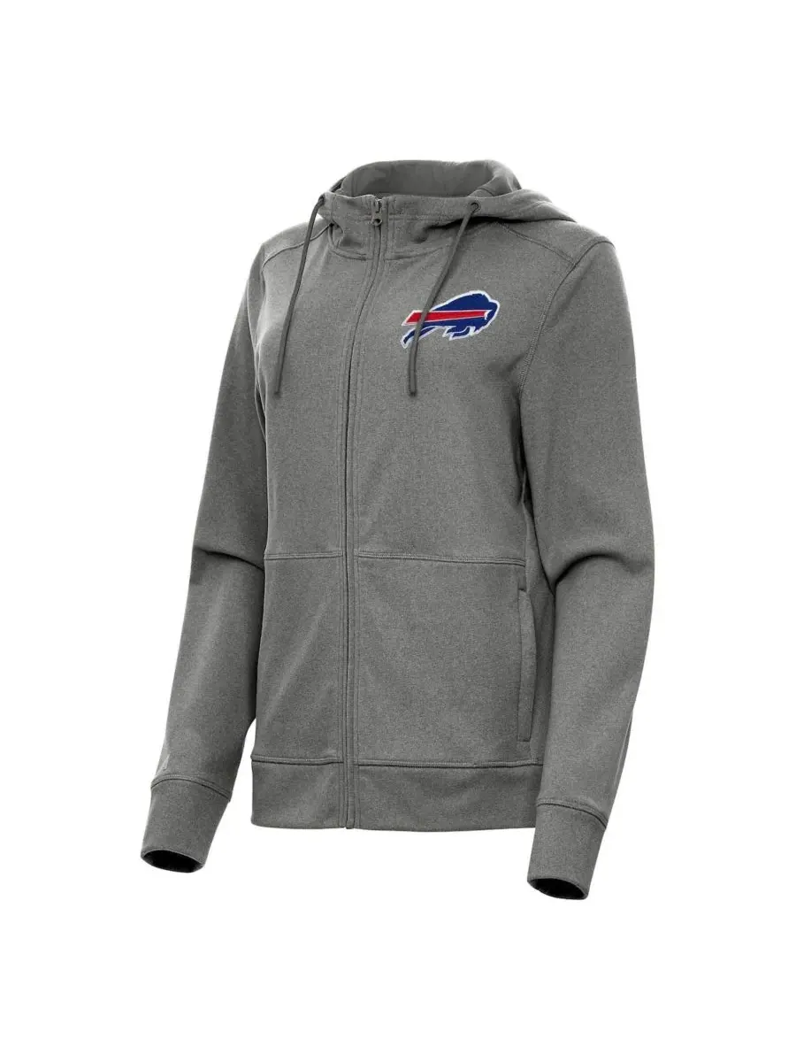 Женская куртка-худи на молнии Heather Charcoal Buffalo Bills Seeker Antigua — изображение 1 из 1, темно-серый