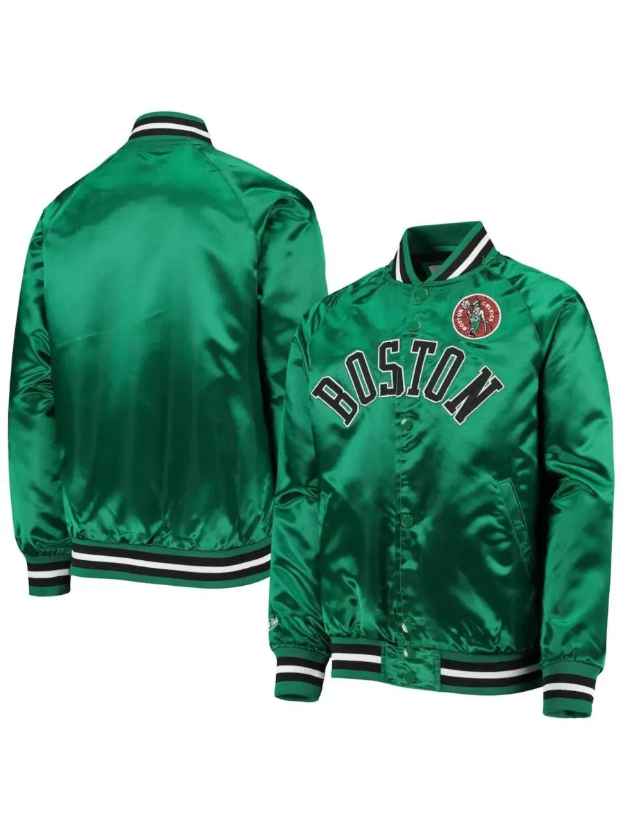Mitchell & Ness Куртка Big Boys Kelly Green Boston Celtics Hardwood Classics Satin Raglan Full-Snap — изображение 1 из 4