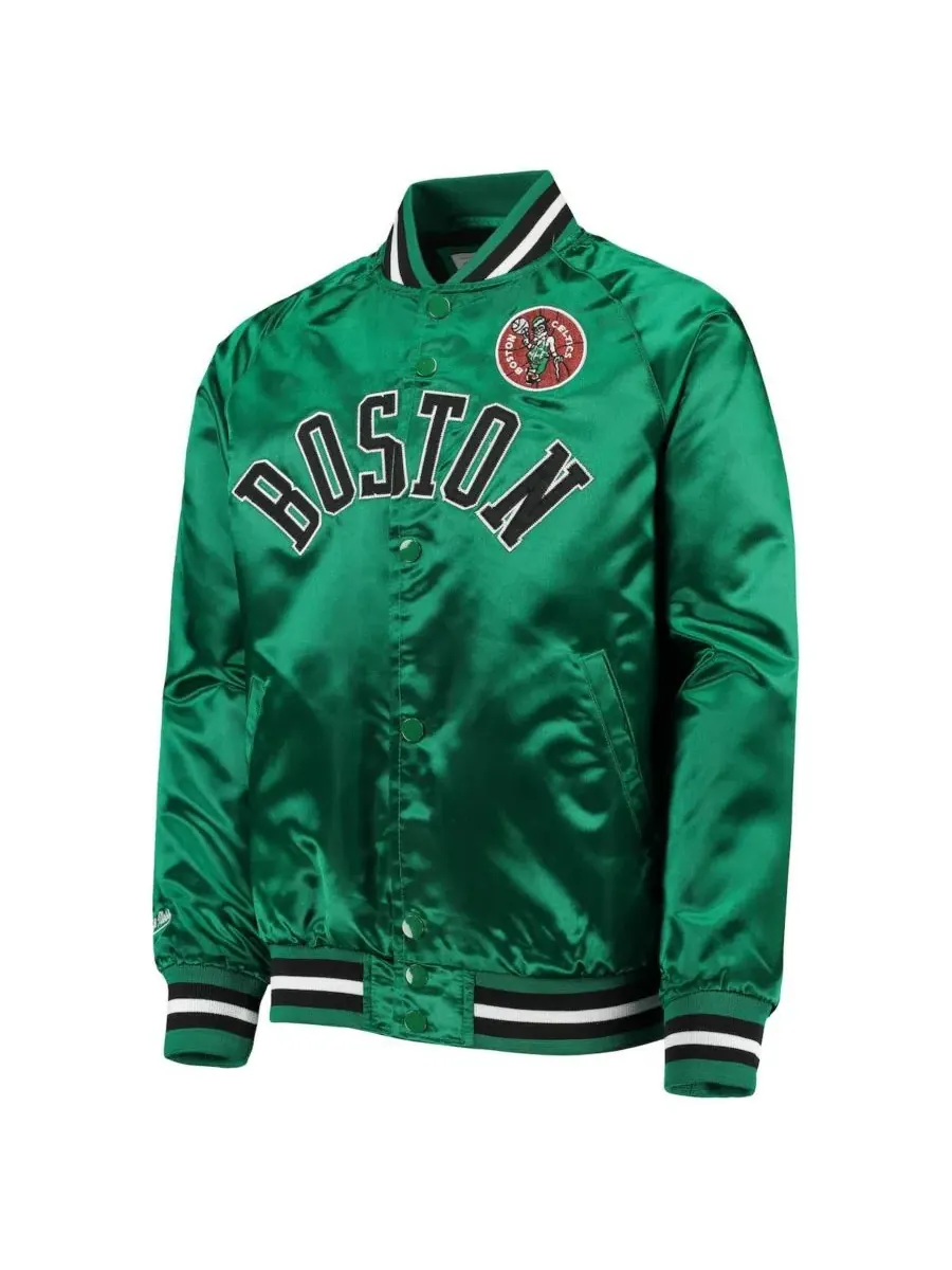 Mitchell & Ness Куртка Big Boys Kelly Green Boston Celtics Hardwood Classics Satin Raglan Full-Snap — изображение 2 из 4