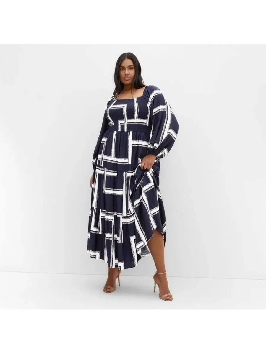 Женское макси-платье с принтом "Лейла" CITY CHIC, Sleek Stripes — изображение 1 из 4