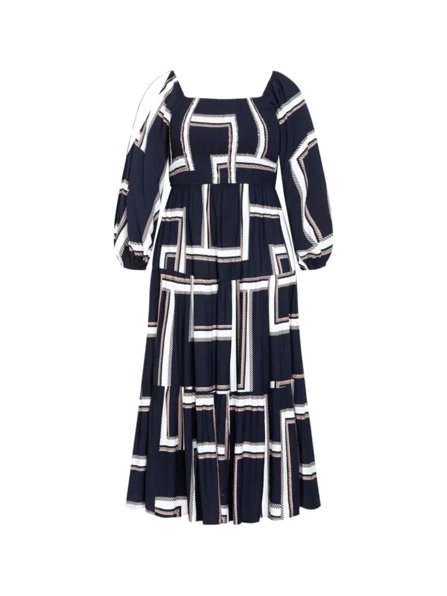 Женское макси-платье с принтом "Лейла" CITY CHIC, Sleek Stripes — изображение 3 из 4