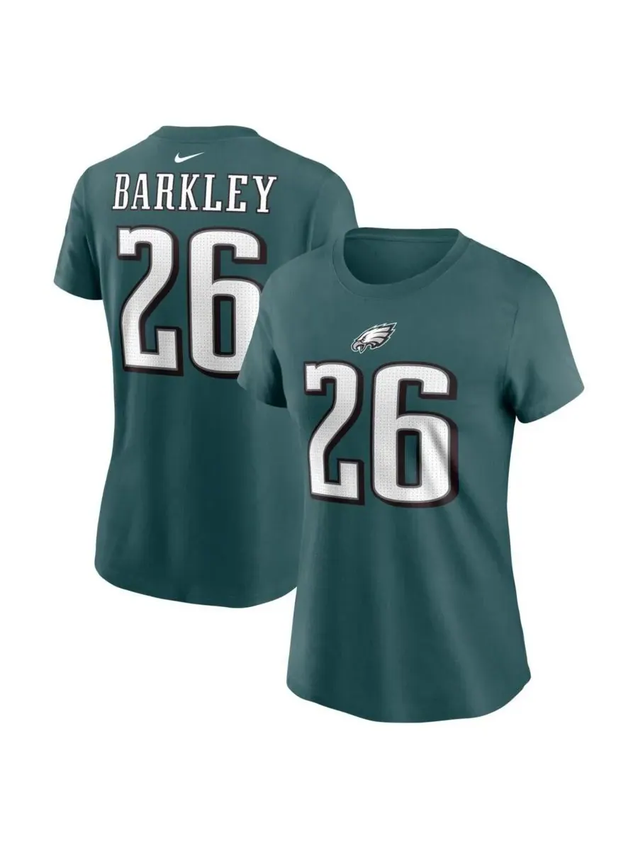 Nike Женская футболка Saquon Barkley Midnight Green Philadelphia Eagles с именем и номером игрока — изображение 1 из 3