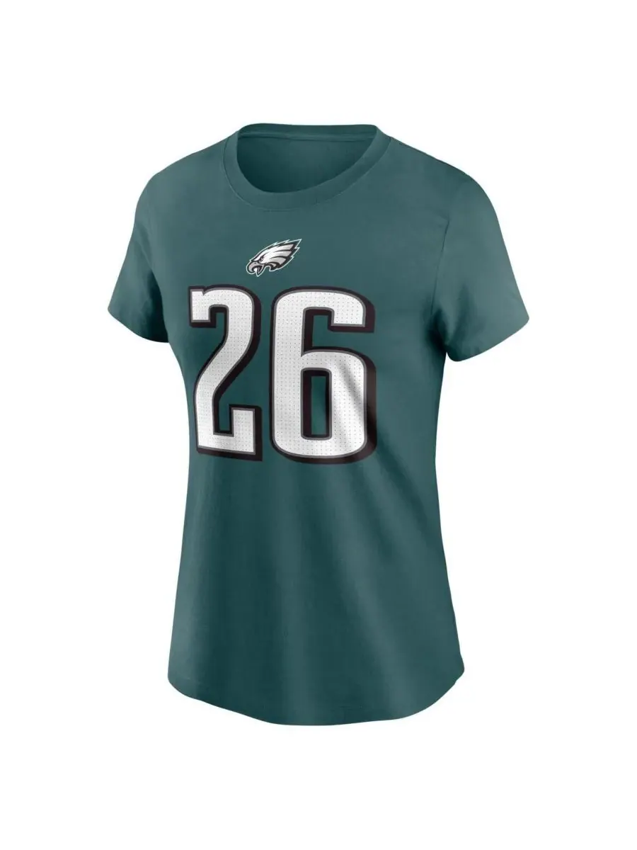 Nike Женская футболка Saquon Barkley Midnight Green Philadelphia Eagles с именем и номером игрока — изображение 2 из 3