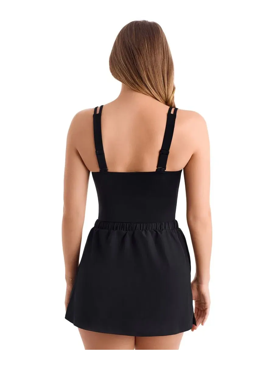 Женский слитный купальник с юбкой Sport Skirted Runaround ShapeSolver, Pixel Twilight — изображение 2 из 4