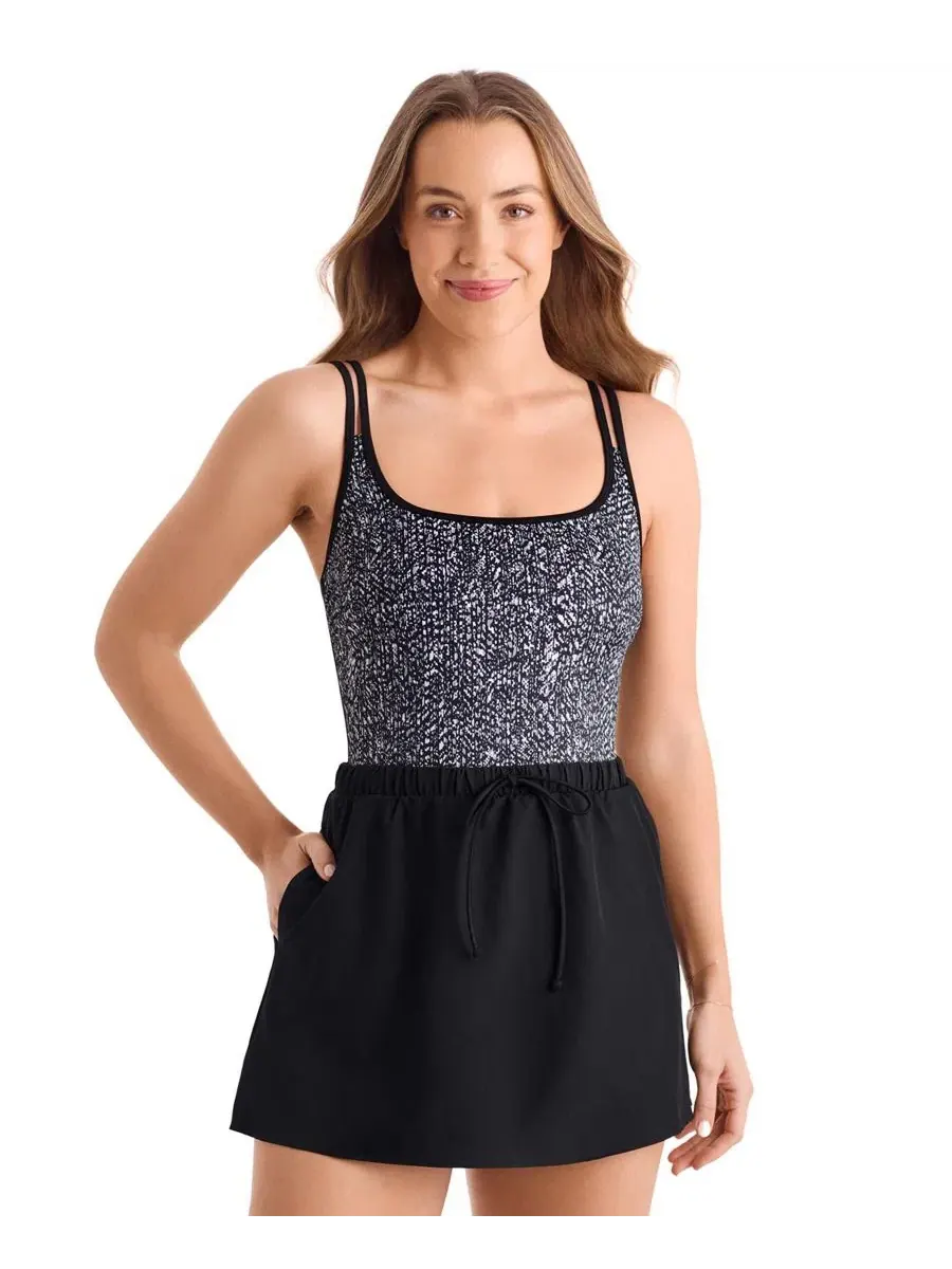 Женский слитный купальник с юбкой Sport Skirted Runaround ShapeSolver, Pixel Twilight — изображение 3 из 4