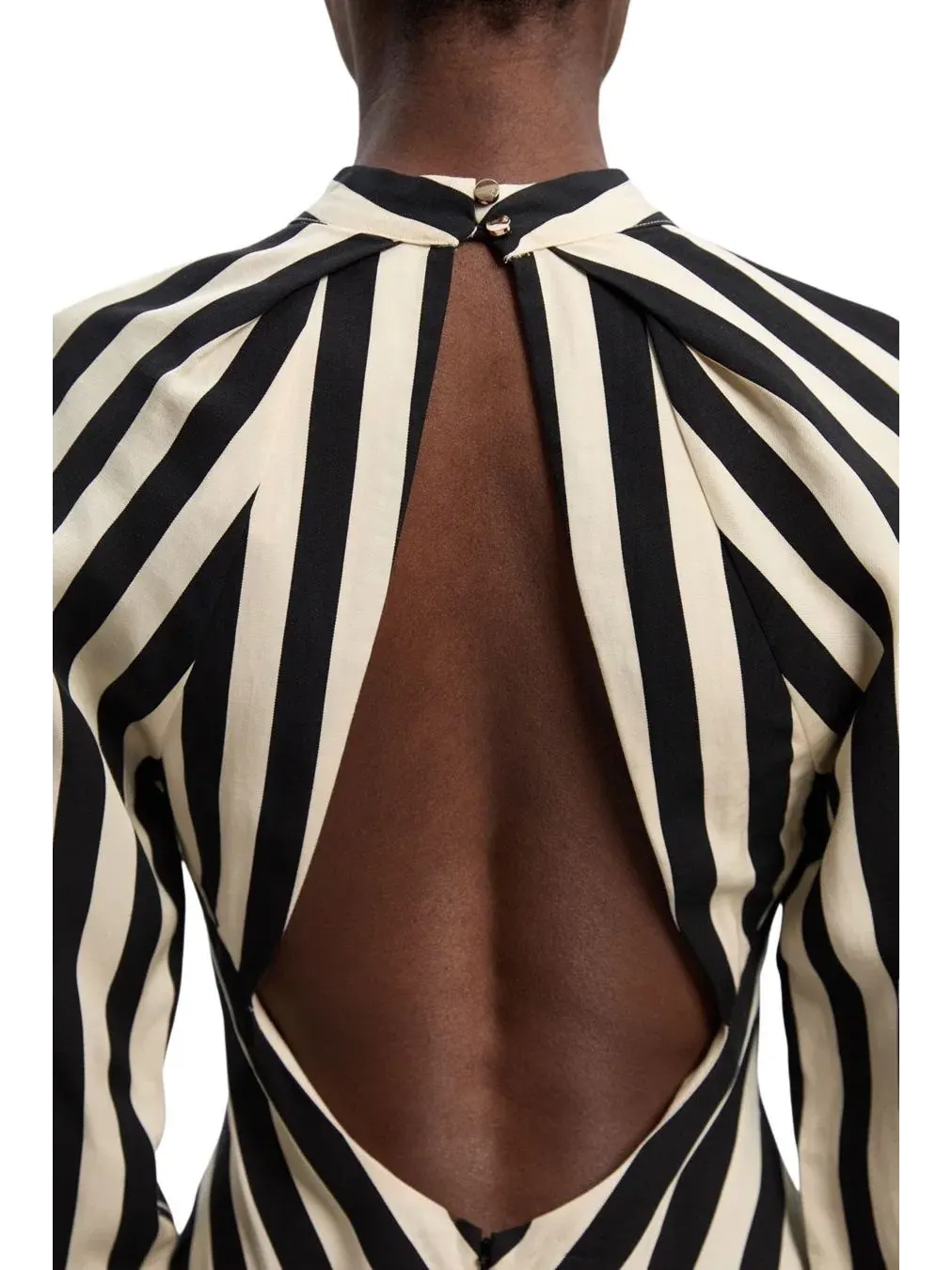 Макси-платье с длинным рукавом и асимметричным подолом Fluid Stripe Karen Millen, Mono — изображение 4 из 5