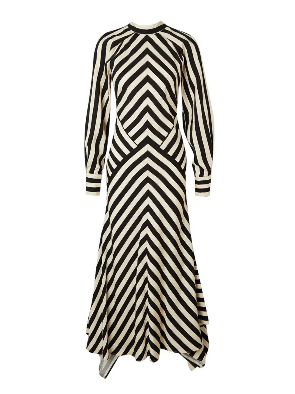 Макси-платье с длинным рукавом и асимметричным подолом Fluid Stripe Karen Millen, Mono — изображение 5 из 5