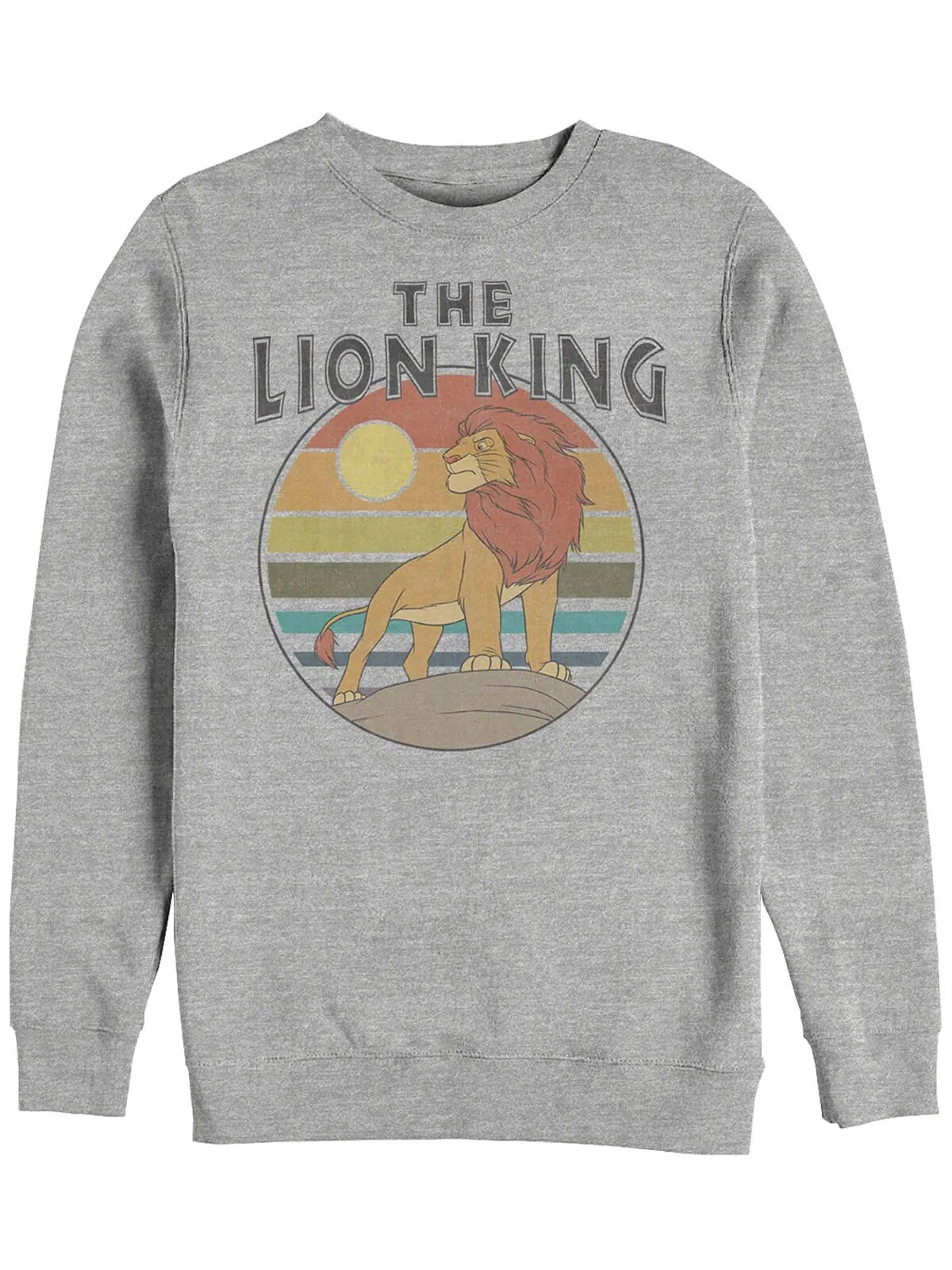Мужская футболка disney lion king rainbow striped sunset, флис с круглым вырезом Fifth Sun — изображение 1 из 1, серый